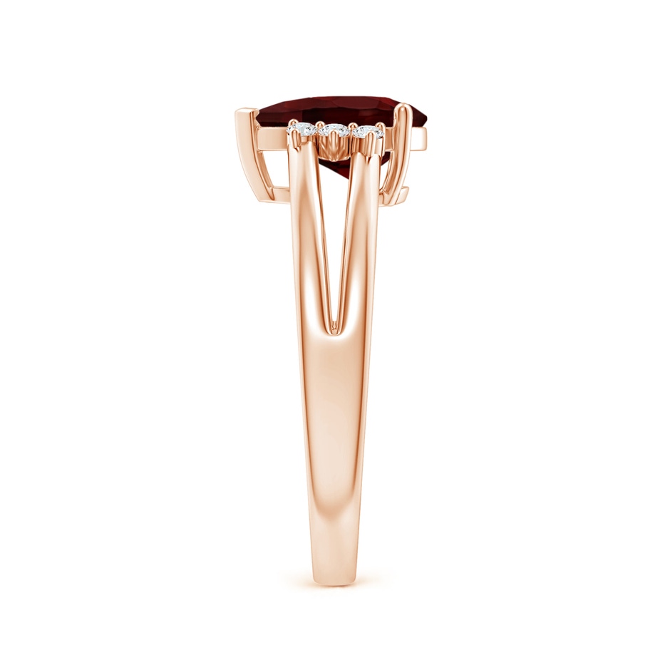 9x6mm AA Pear Garnet Ring with Triple Diamond Accents in Rose Gold side-2