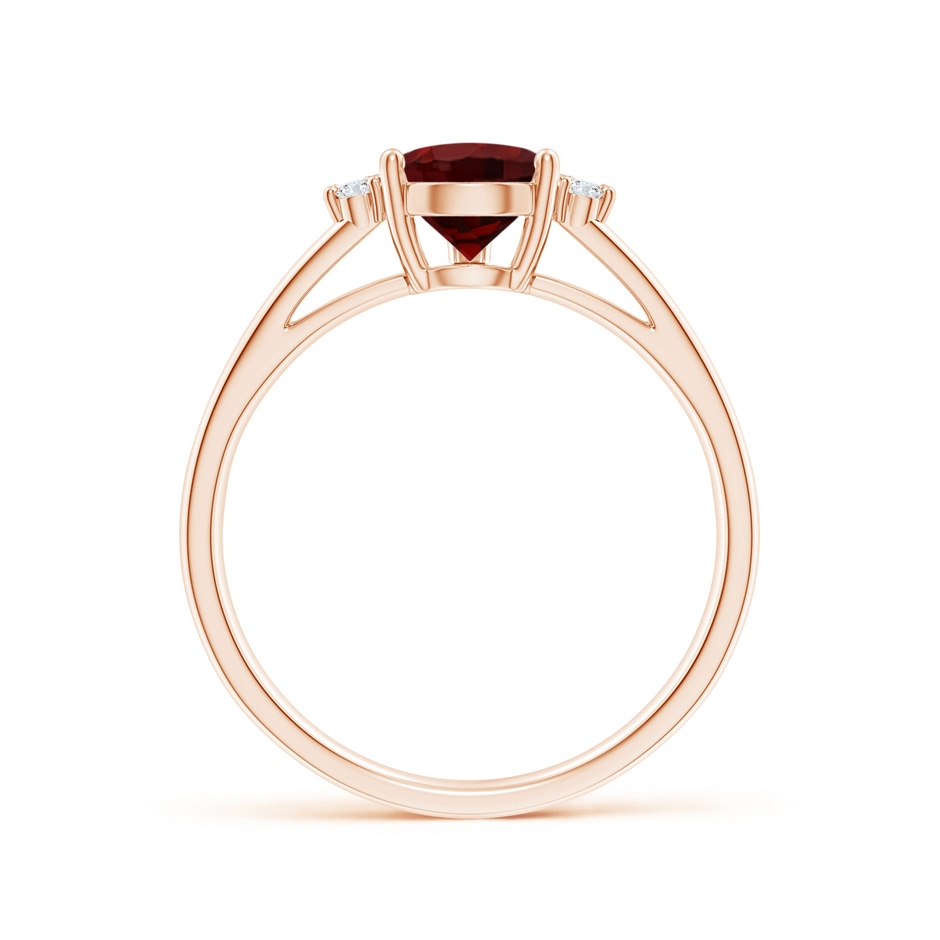 9x6mm AAA Pear Garnet Ring with Triple Diamond Accents in Rose Gold side-1