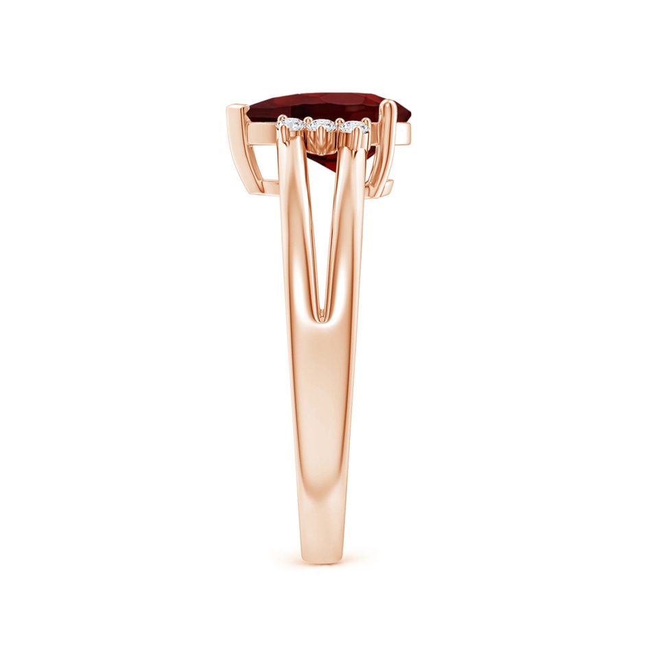 9x6mm AAA Pear Garnet Ring with Triple Diamond Accents in Rose Gold side-2
