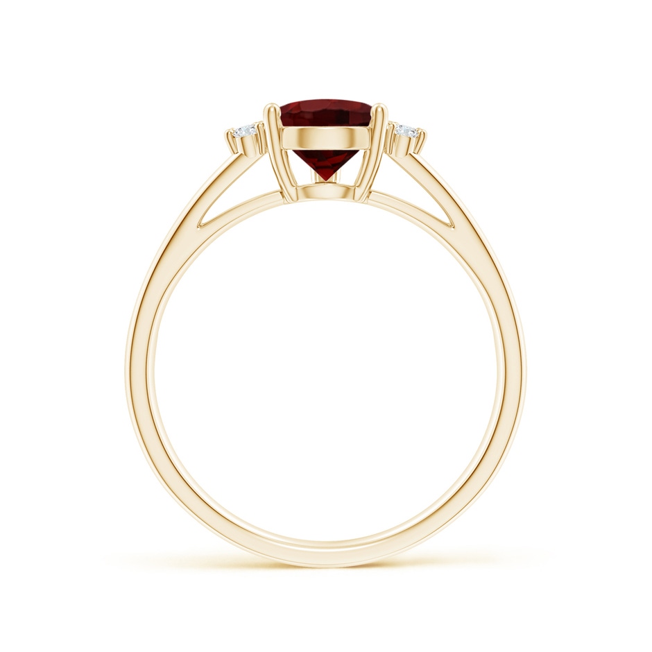 9x6mm AAA Pear Garnet Ring with Triple Diamond Accents in Yellow Gold side-1