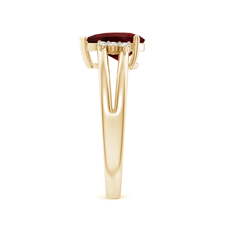9x6mm AAA Pear Garnet Ring with Triple Diamond Accents in Yellow Gold side-2