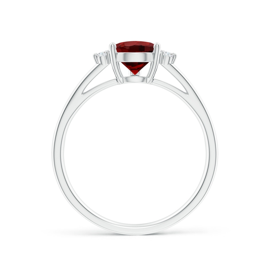 9x6mm AAAA Pear Garnet Ring with Triple Diamond Accents in White Gold side-1