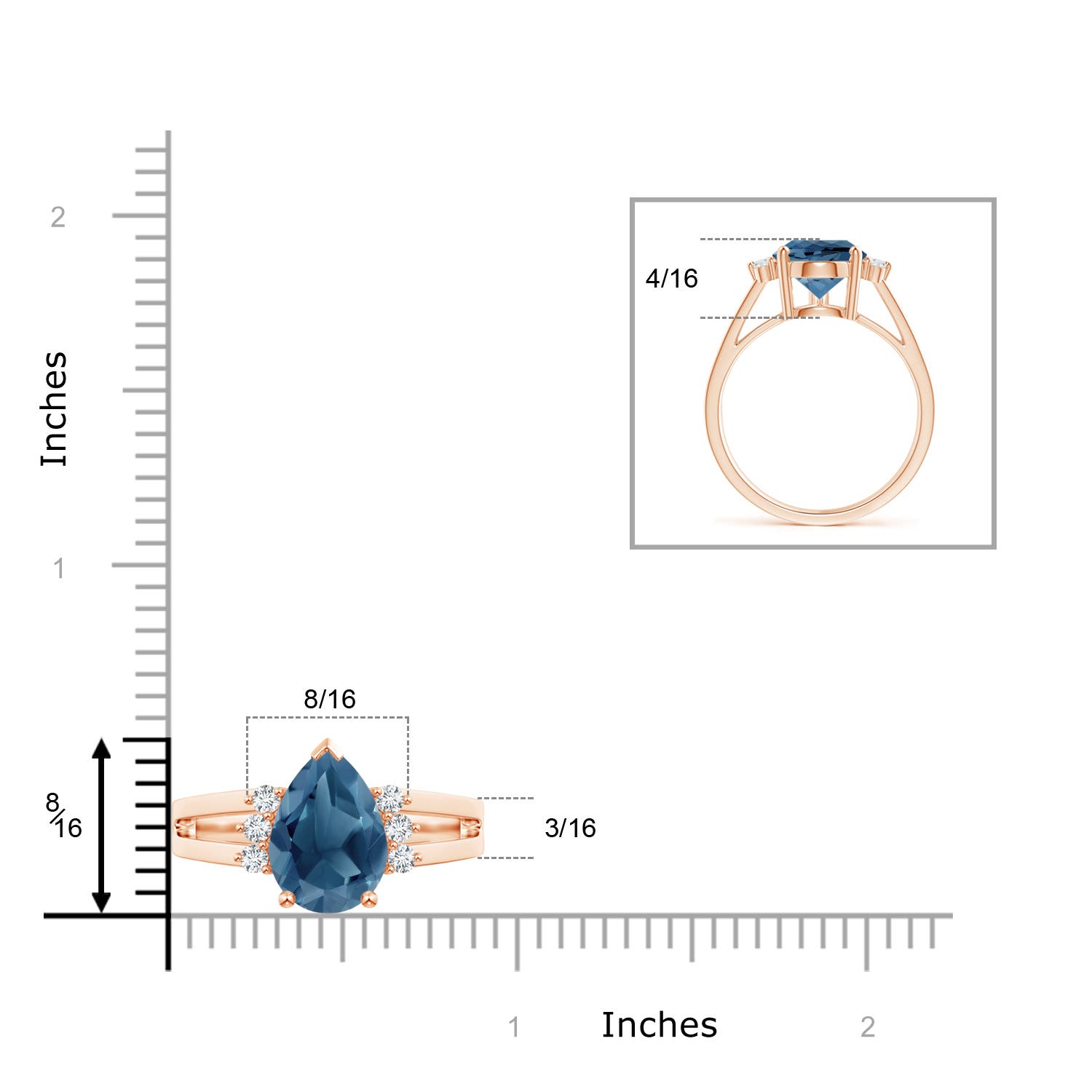 A - London Blue Topaz / 3.97 CT / 14 KT Rose Gold