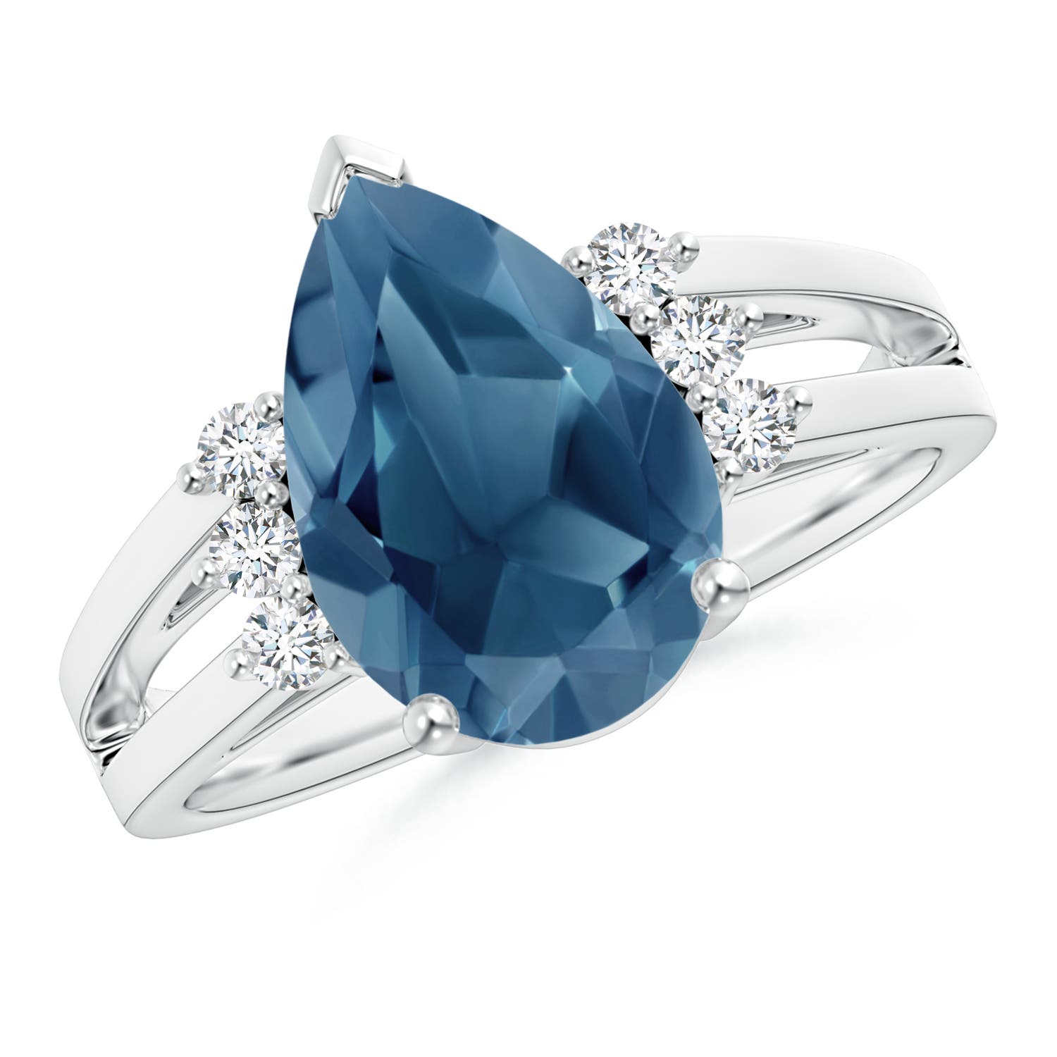 A - London Blue Topaz / 3.97 CT / 14 KT White Gold