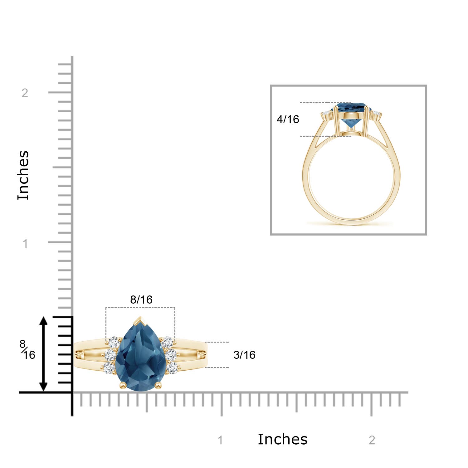 A - London Blue Topaz / 3.97 CT / 14 KT Yellow Gold