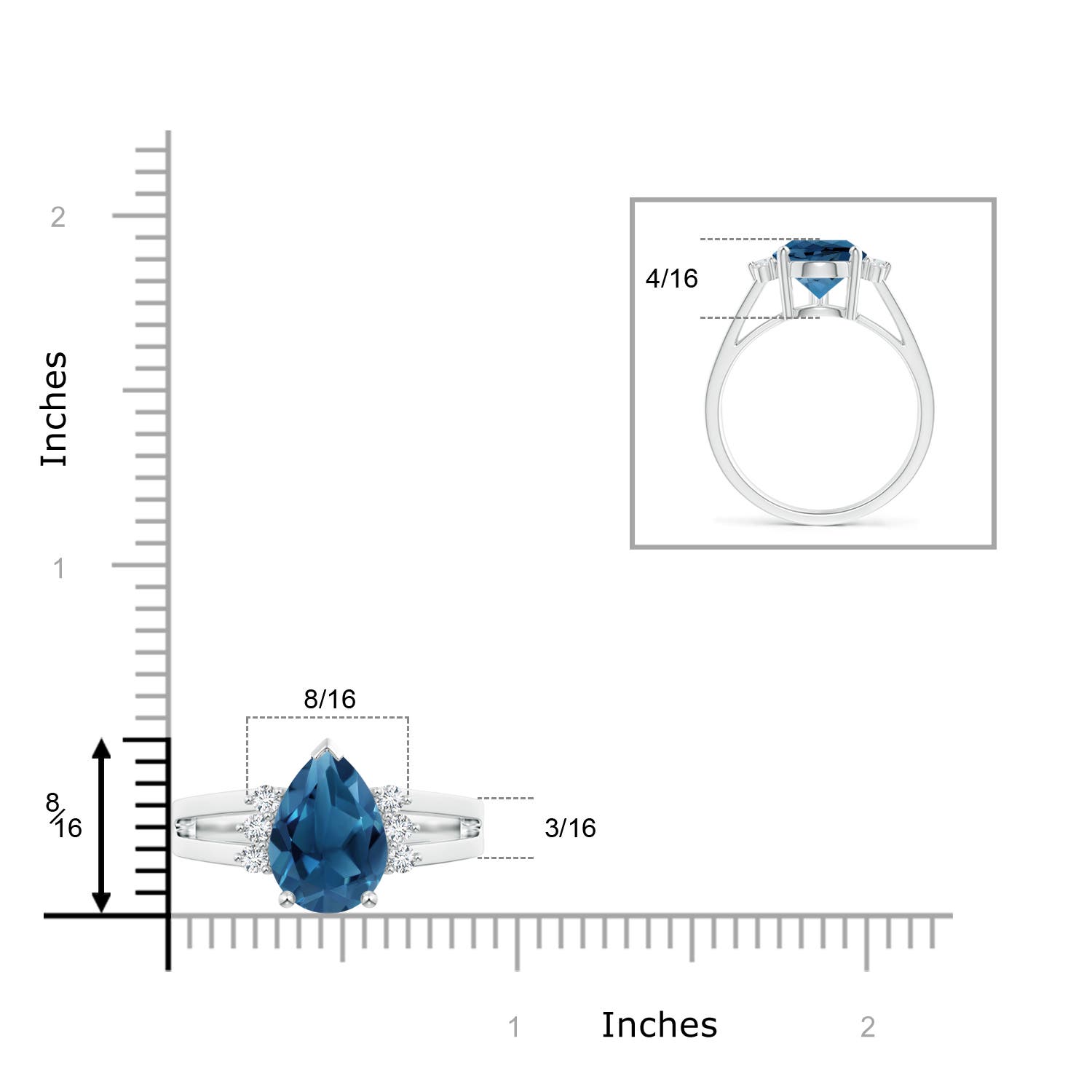 AA - London Blue Topaz / 3.97 CT / 14 KT White Gold