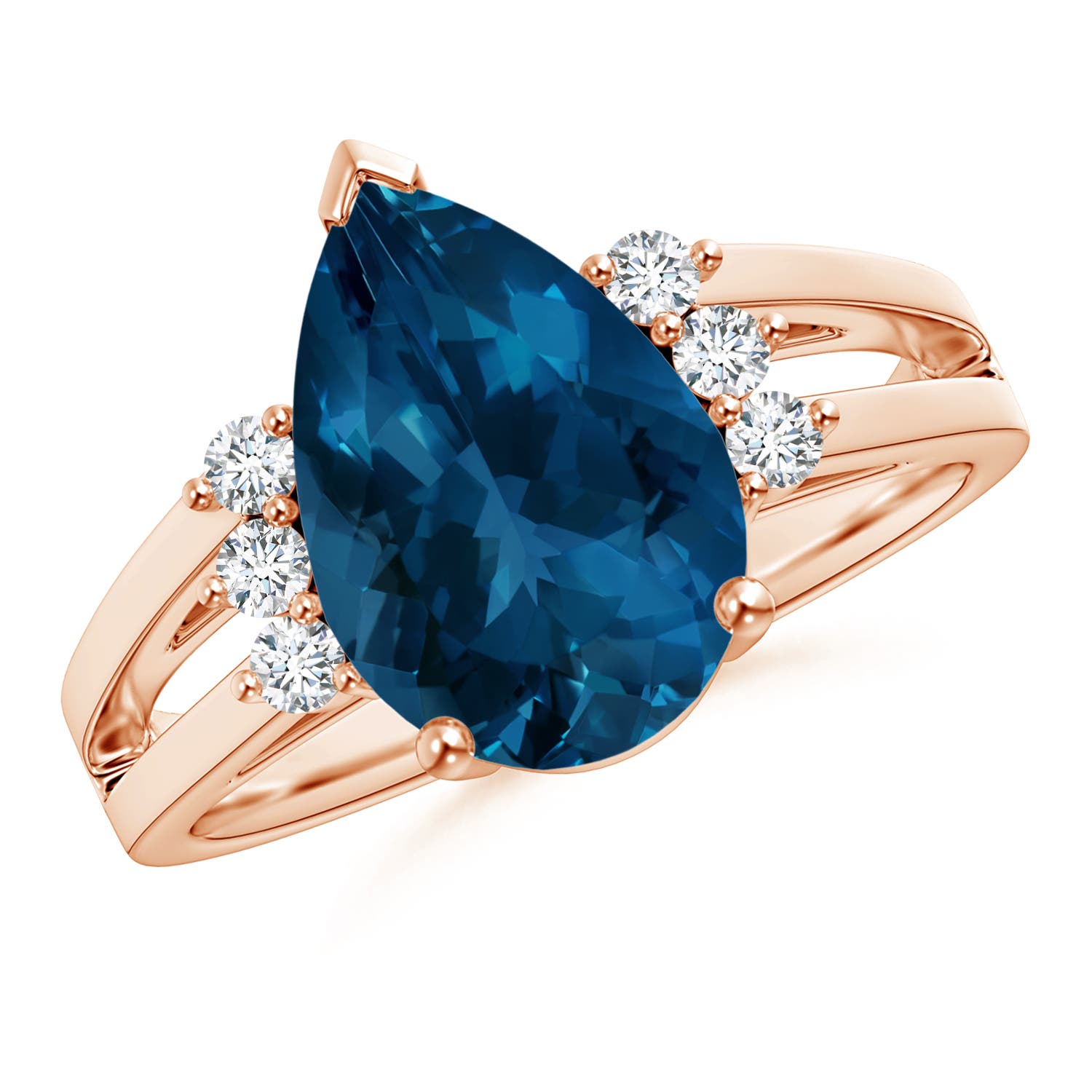 AAA - London Blue Topaz / 3.97 CT / 14 KT Rose Gold