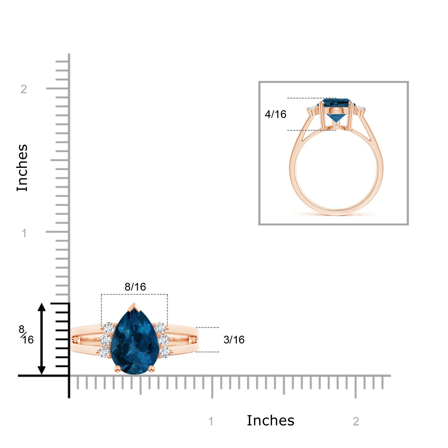 AAA - London Blue Topaz / 3.97 CT / 14 KT Rose Gold