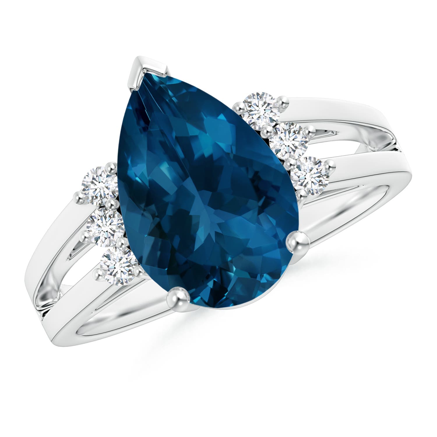 AAA - London Blue Topaz / 3.97 CT / 14 KT White Gold