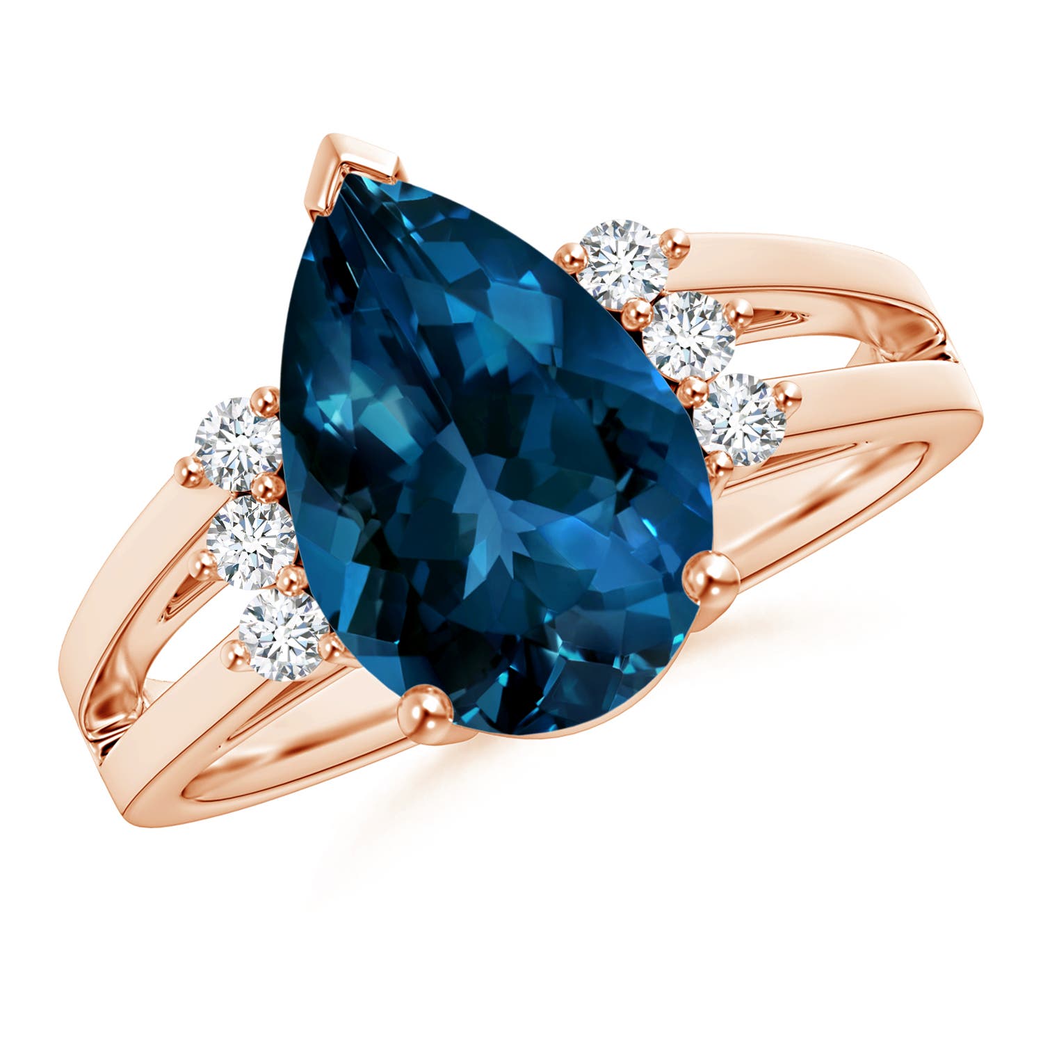 AAAA - London Blue Topaz / 3.97 CT / 14 KT Rose Gold