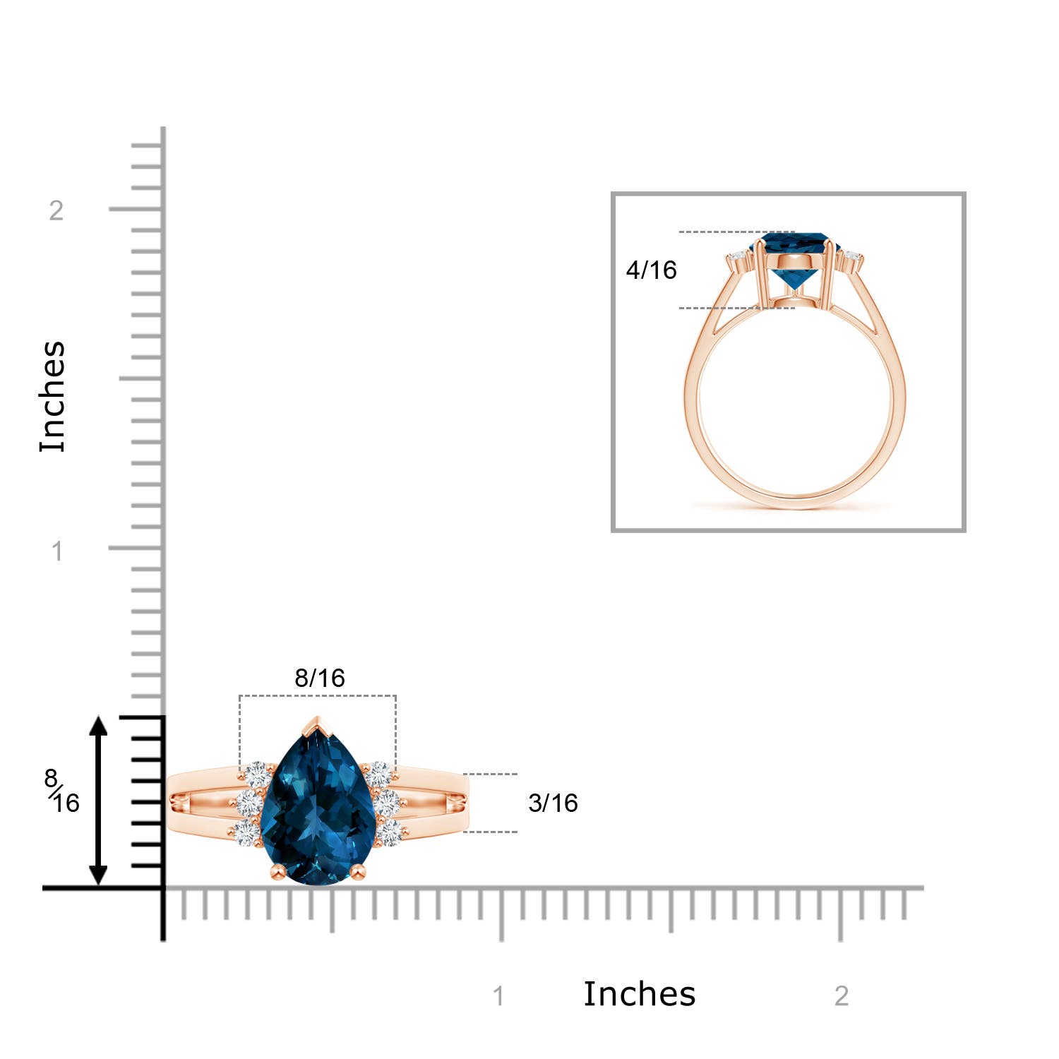 AAAA - London Blue Topaz / 3.97 CT / 14 KT Rose Gold