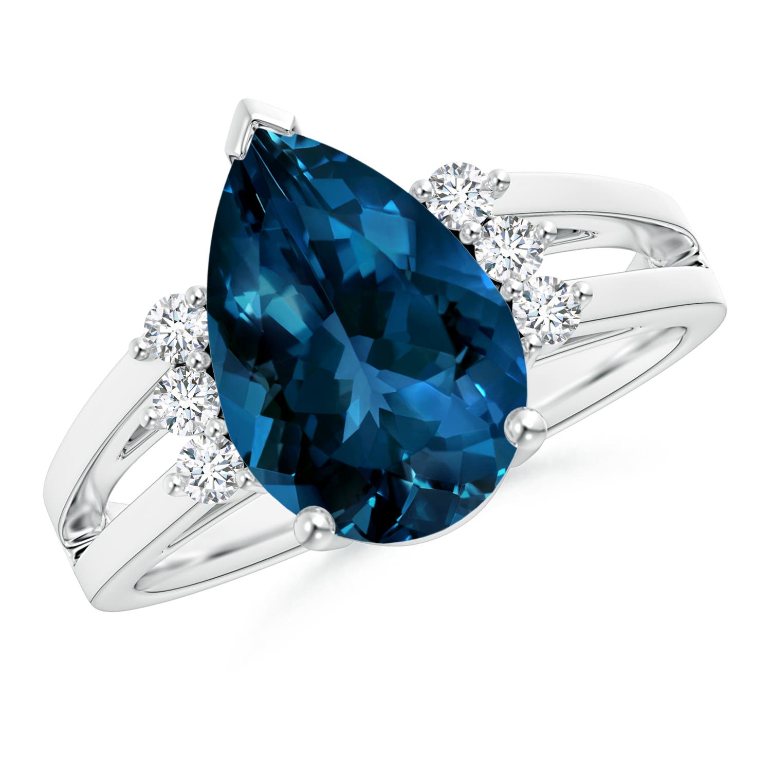 AAAA - London Blue Topaz / 3.97 CT / 14 KT White Gold