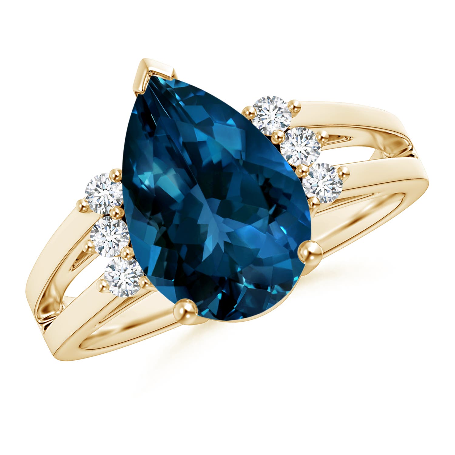 AAAA - London Blue Topaz / 3.97 CT / 14 KT Yellow Gold