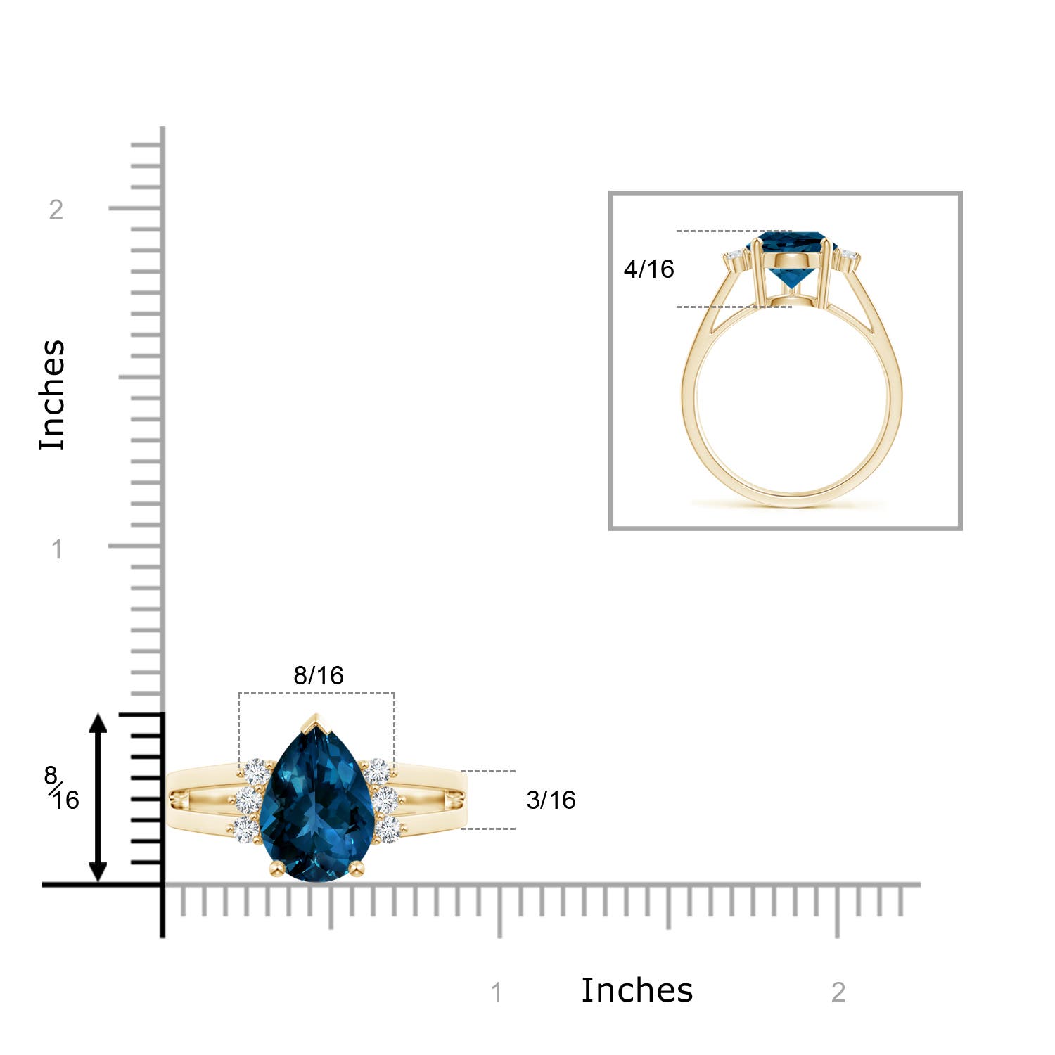 AAAA - London Blue Topaz / 3.97 CT / 14 KT Yellow Gold