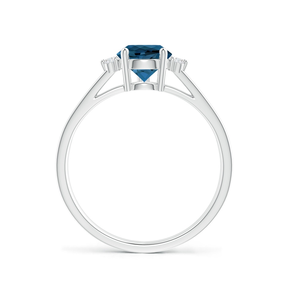 9x6mm AAA Pear London Blue Topaz Ring with Triple Diamond Accents in White Gold product image