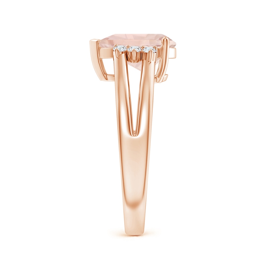 10x7mm A Pear Morganite Ring with Triple Diamond Accents in Rose Gold side-2