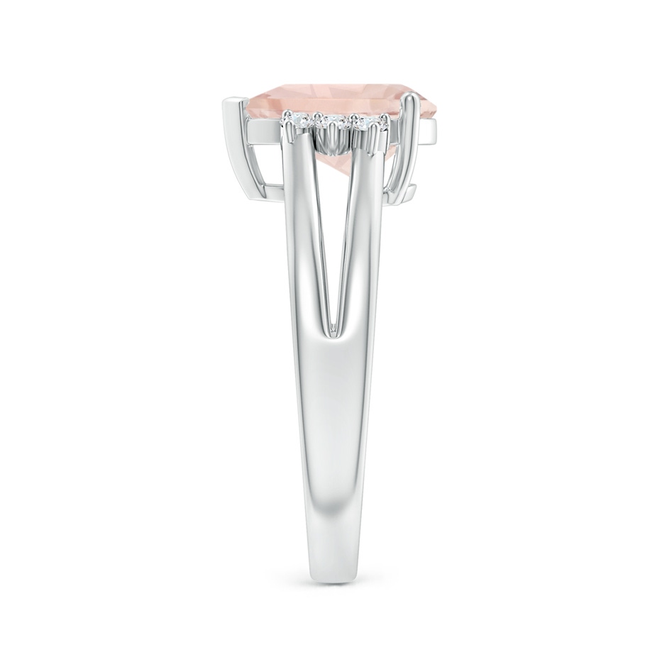 10x7mm A Pear Morganite Ring with Triple Diamond Accents in White Gold side-2