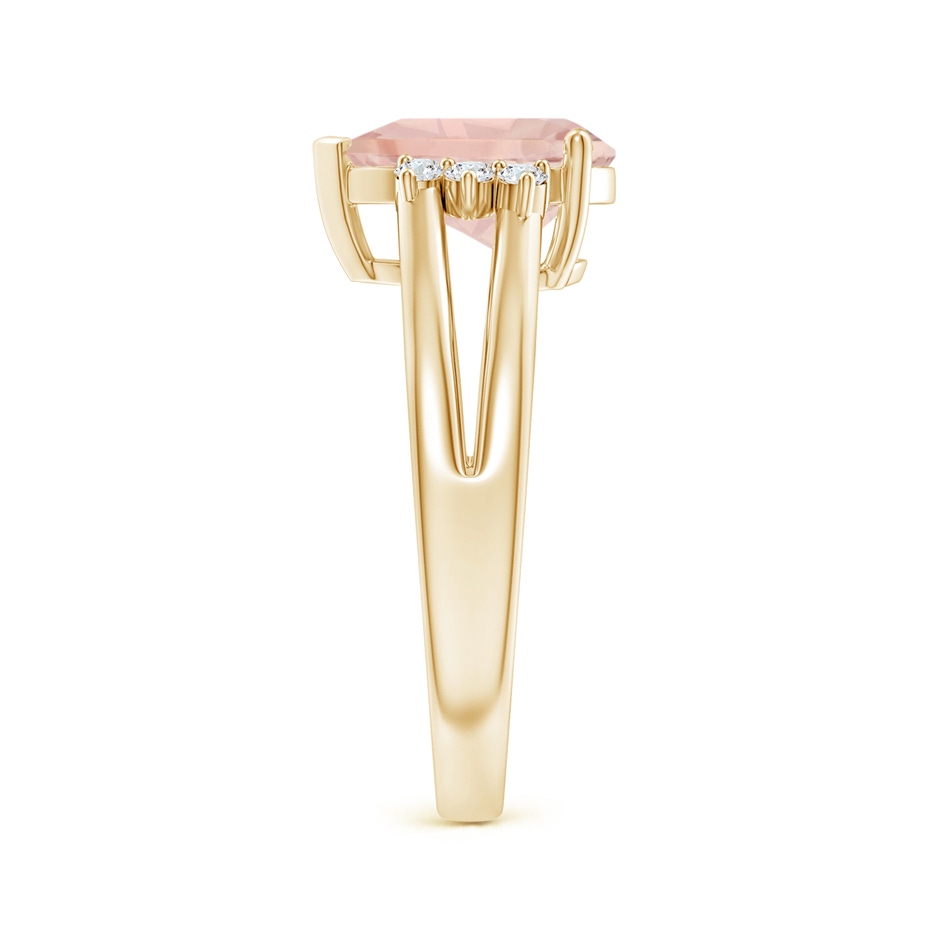 10x7mm AA Pear Morganite Ring with Triple Diamond Accents in Yellow Gold side-2