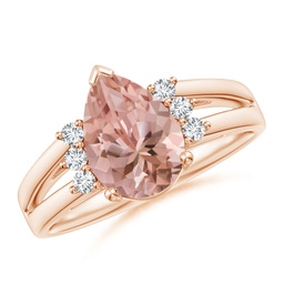 Pear-Shaped Morganite Bypass Ring with Diamond Accents | Angara