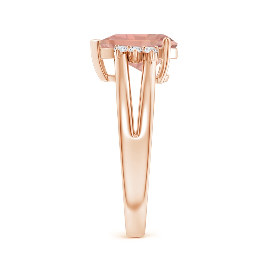 10x7mm AAAA Pear Morganite Ring with Triple Diamond Accents in Rose Gold side-2