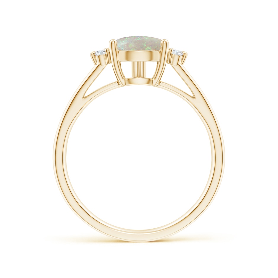 10x7mm AAA Pear Opal Ring with Triple Diamond Accents in Yellow Gold side-1