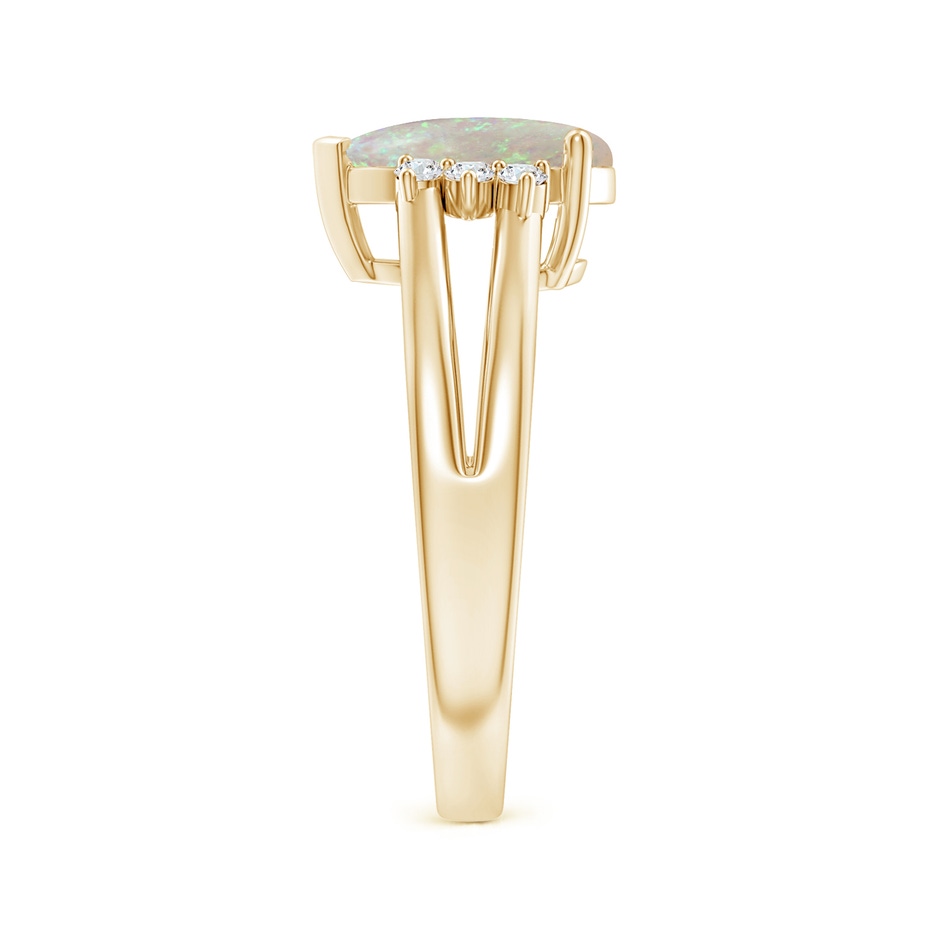 10x7mm AAA Pear Opal Ring with Triple Diamond Accents in Yellow Gold side-2