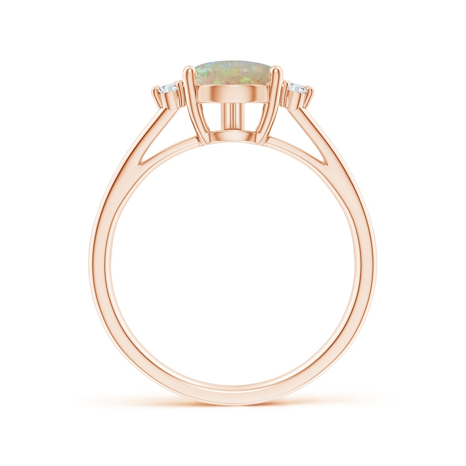 10x7mm AAAA Pear Opal Ring with Triple Diamond Accents in Rose Gold side-1