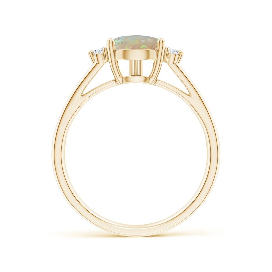 10x7mm AAAA Pear Opal Ring with Triple Diamond Accents in Yellow Gold side-1