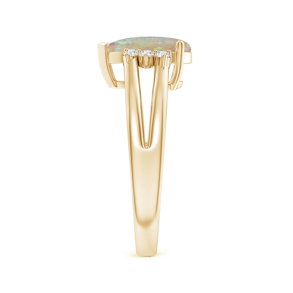 10x7mm AAAA Pear Opal Ring with Triple Diamond Accents in Yellow Gold side-2