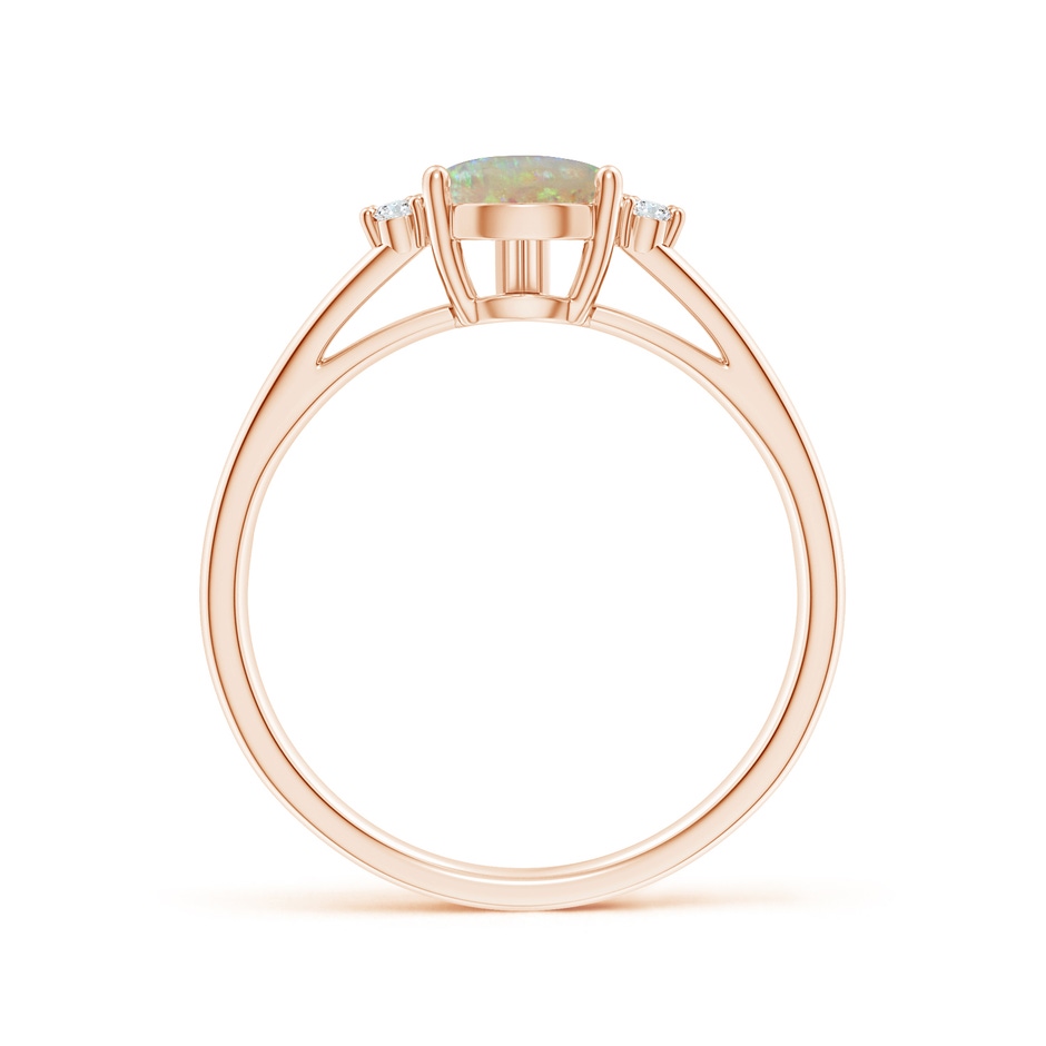 9x6mm AAAA Pear Opal Ring with Triple Diamond Accents in Rose Gold side-1