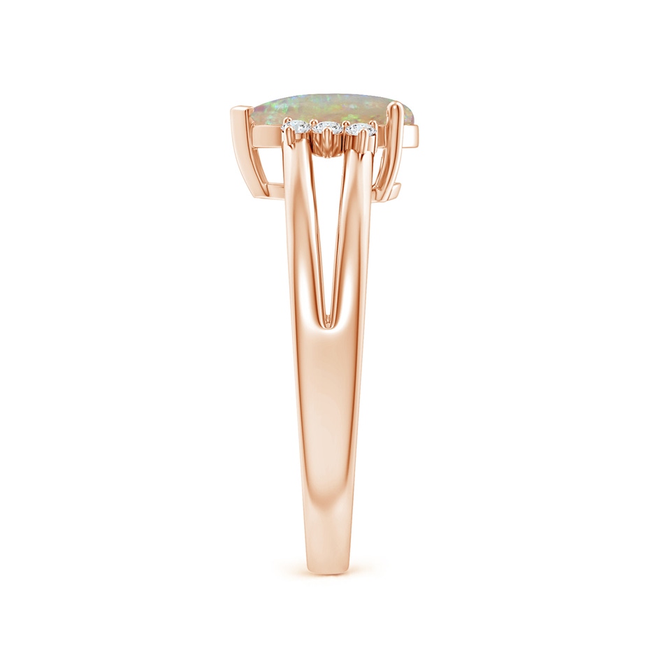 9x6mm AAAA Pear Opal Ring with Triple Diamond Accents in Rose Gold side-2