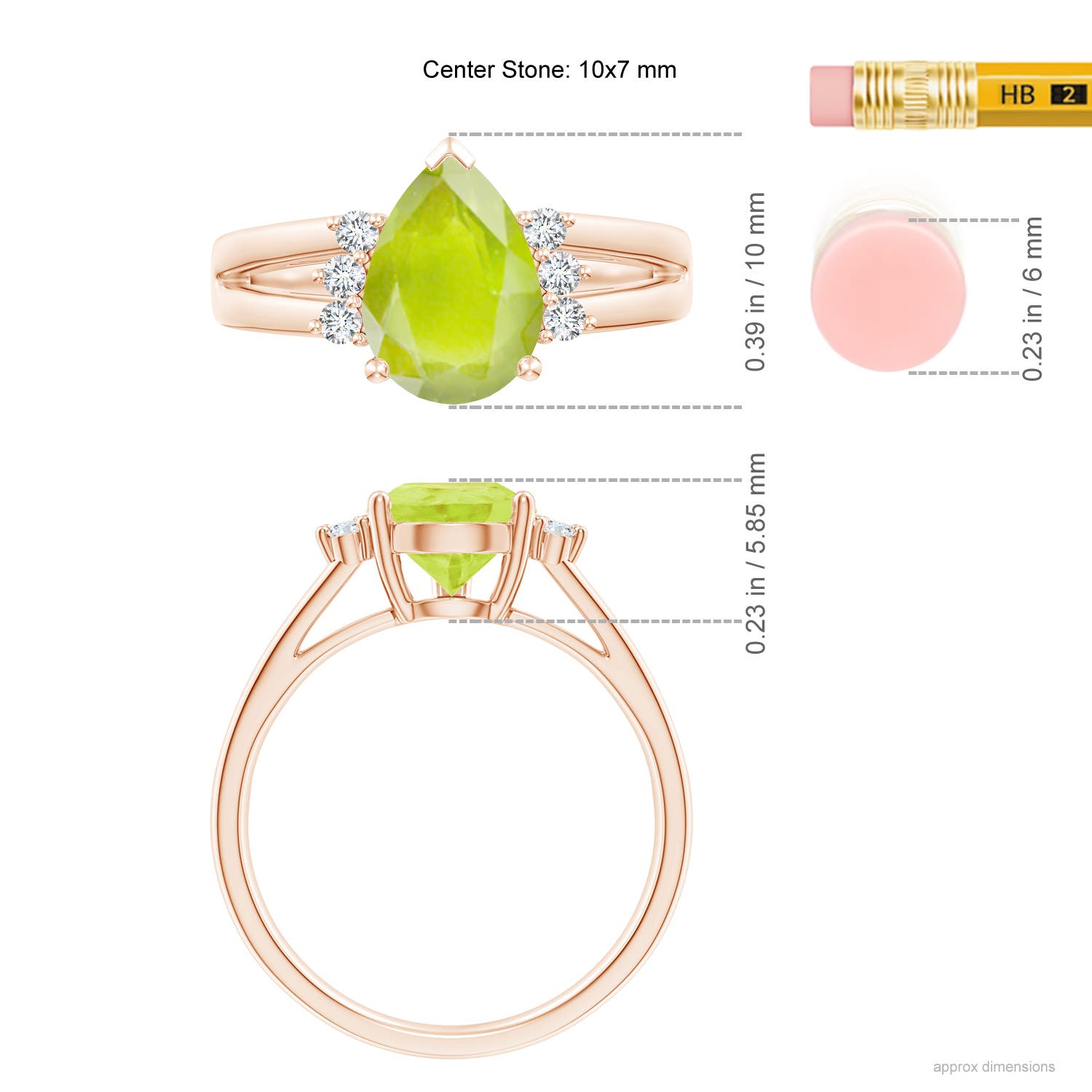 A - Peridot / 2.03 CT / 14 KT Rose Gold