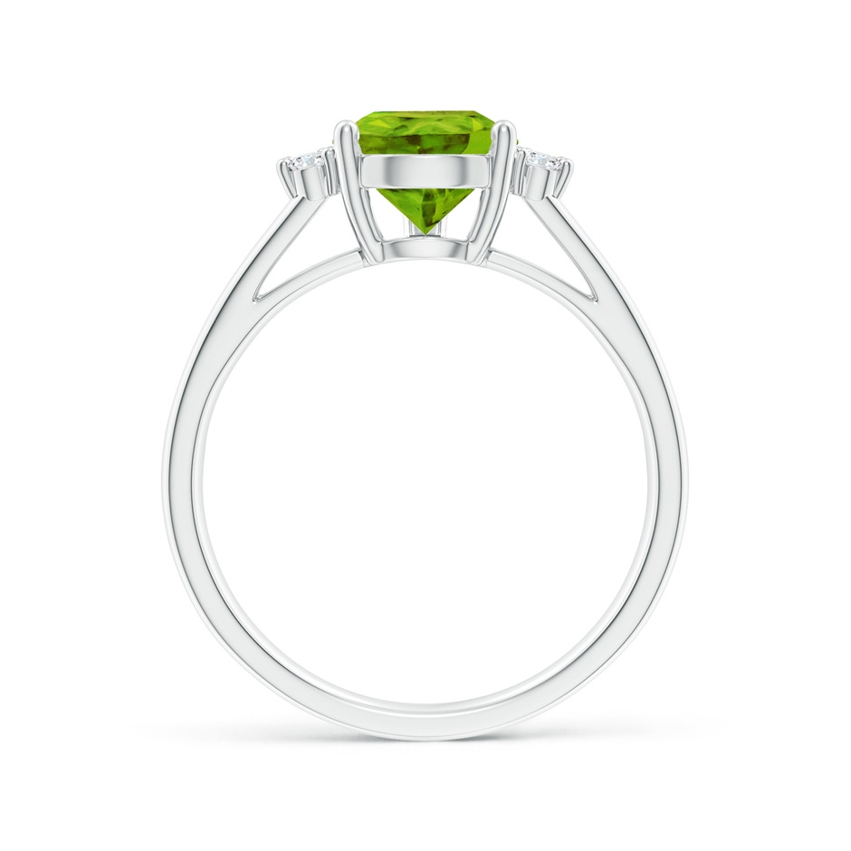 10x7mm AAAA Pear Peridot Ring with Triple Diamond Accents in White Gold product image