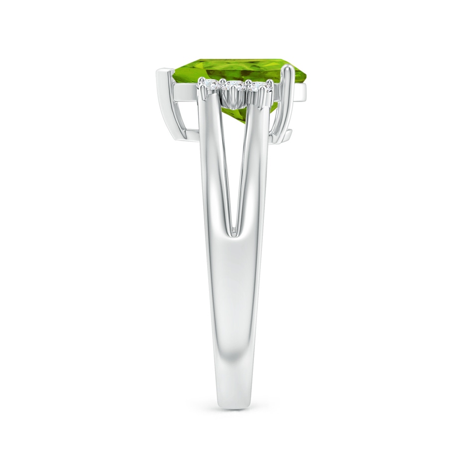 10x7mm AAAA Pear Peridot Ring with Triple Diamond Accents in White Gold product image