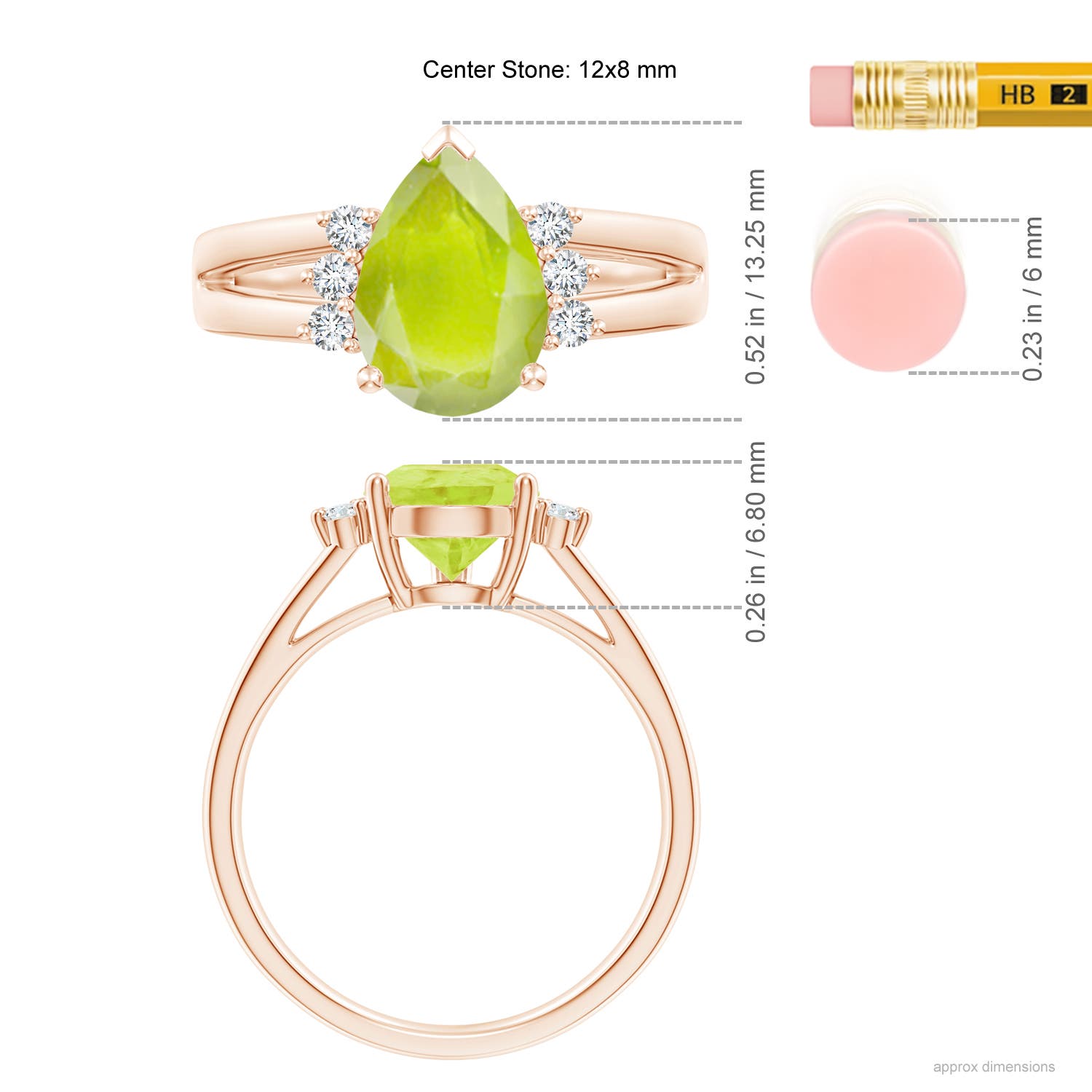 A - Peridot / 3.57 CT / 14 KT Rose Gold