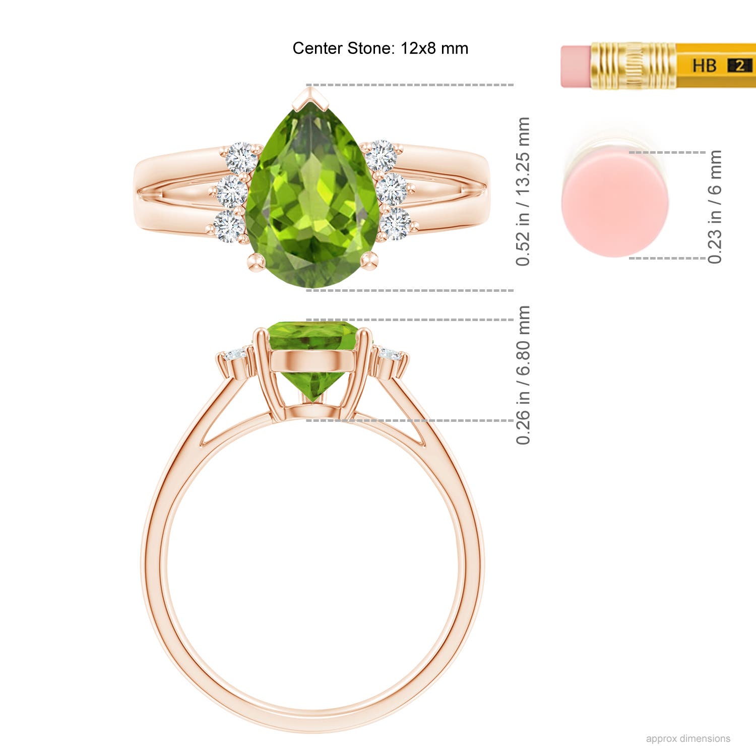 AAA - Peridot / 3.57 CT / 14 KT Rose Gold