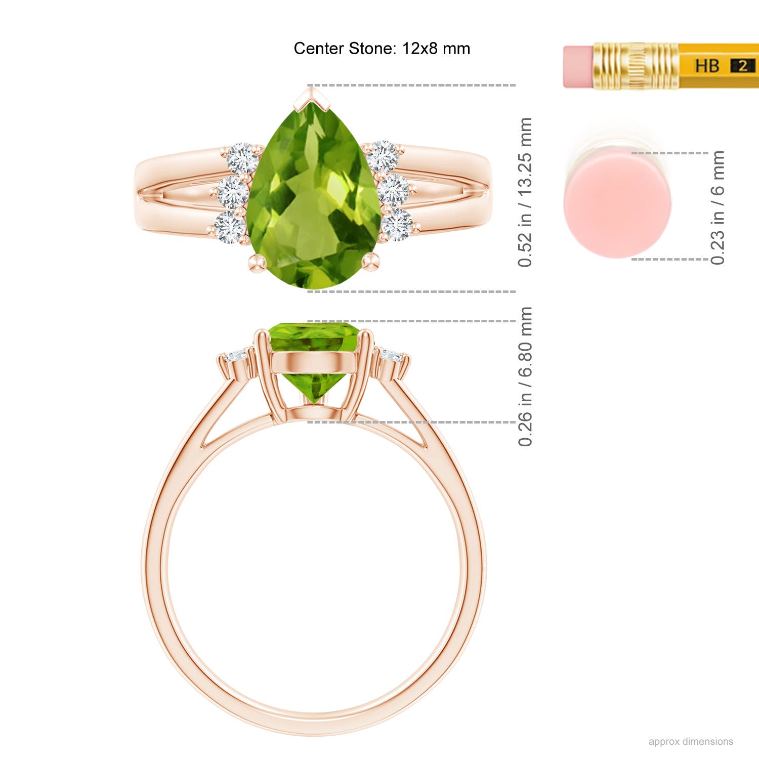 AAAA - Peridot / 3.57 CT / 14 KT Rose Gold