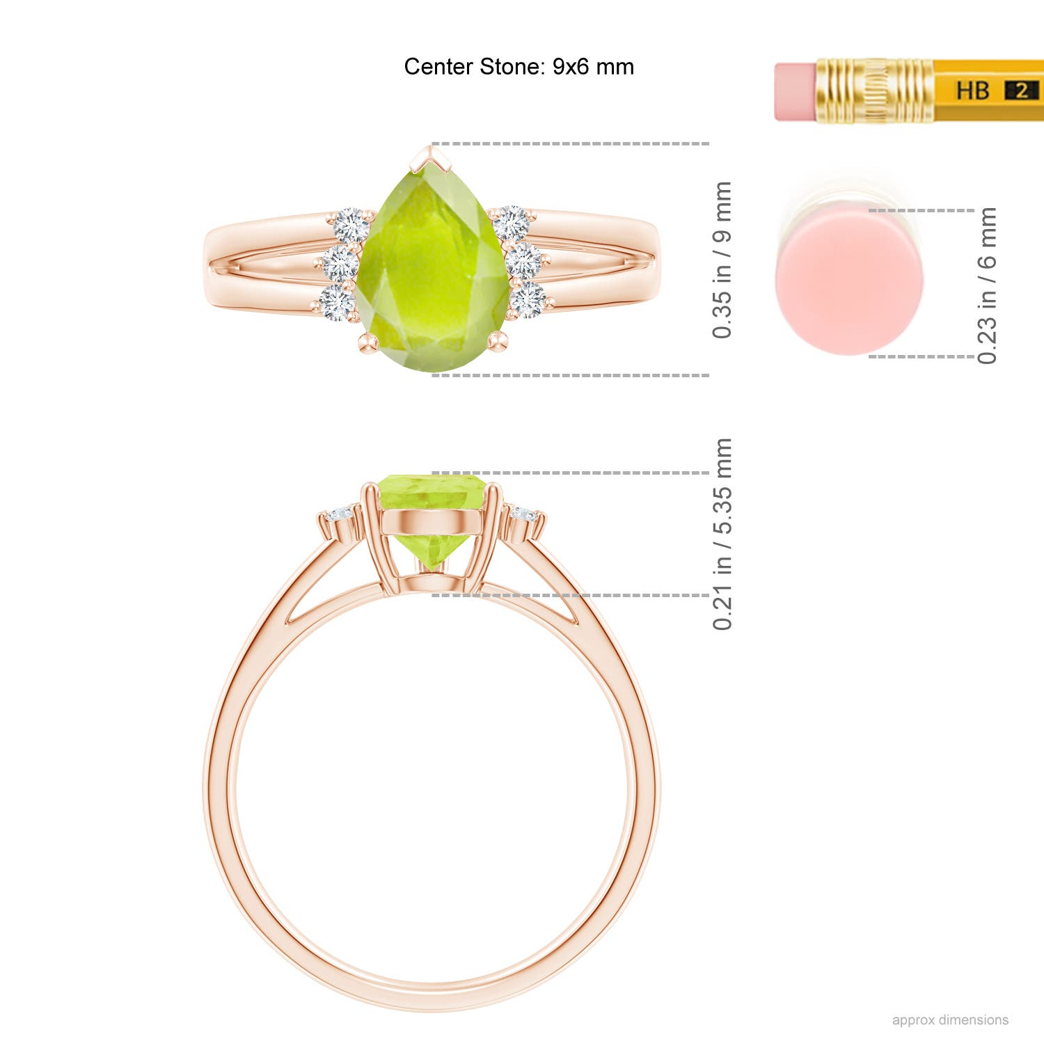 A - Peridot / 1.38 CT / 14 KT Rose Gold