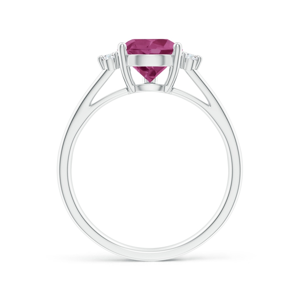 10x7mm AAAA Pear Pink Tourmaline Ring with Triple Diamond Accents in P950 Platinum Product Image