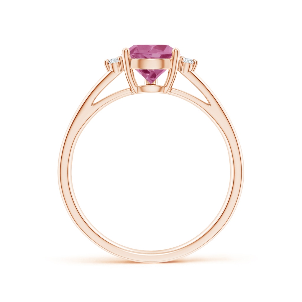 9x6mm AAA Pear Pink Tourmaline Ring with Triple Diamond Accents in Rose Gold Product Image