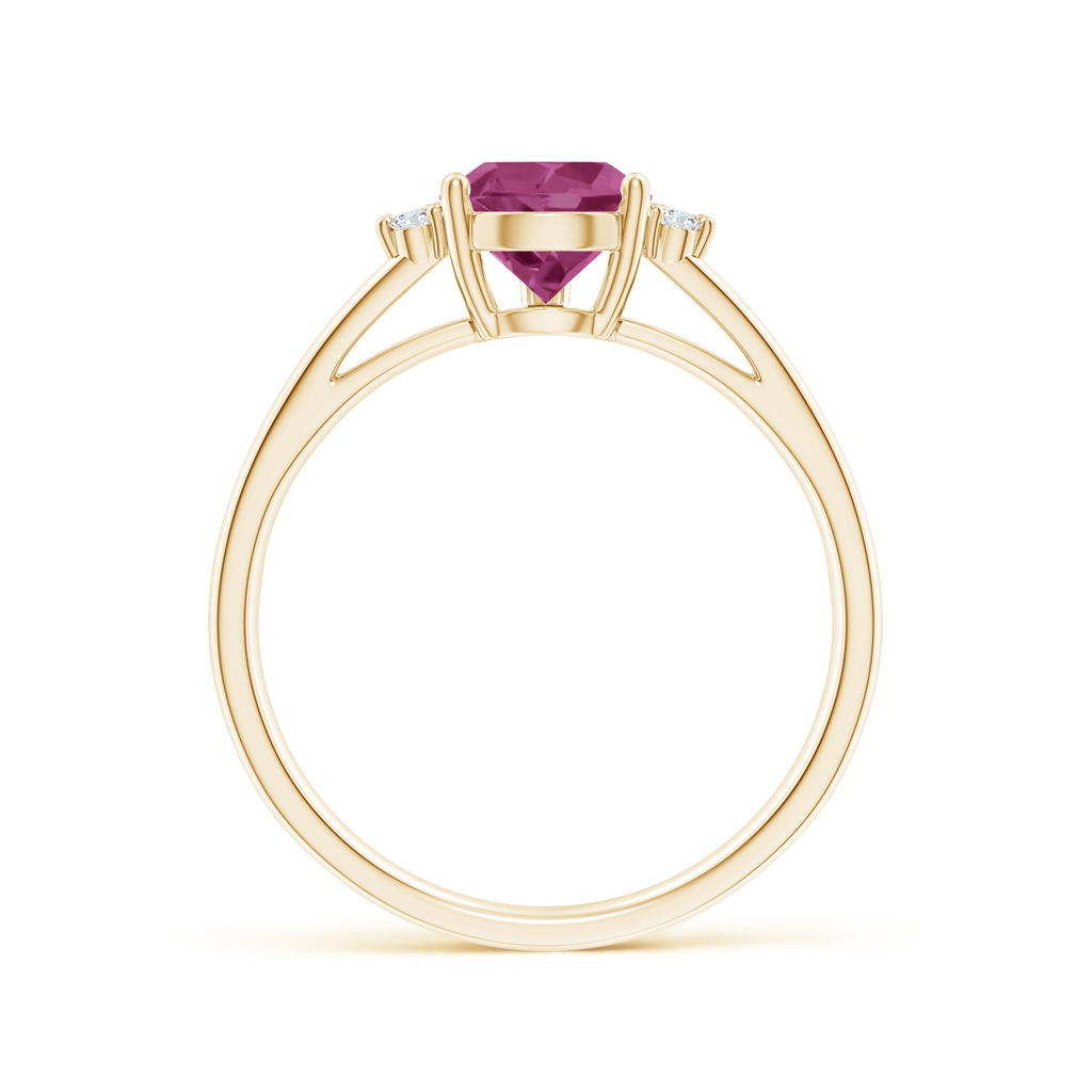 9x6mm AAAA Pear Pink Tourmaline Ring with Triple Diamond Accents in Yellow Gold Product Image