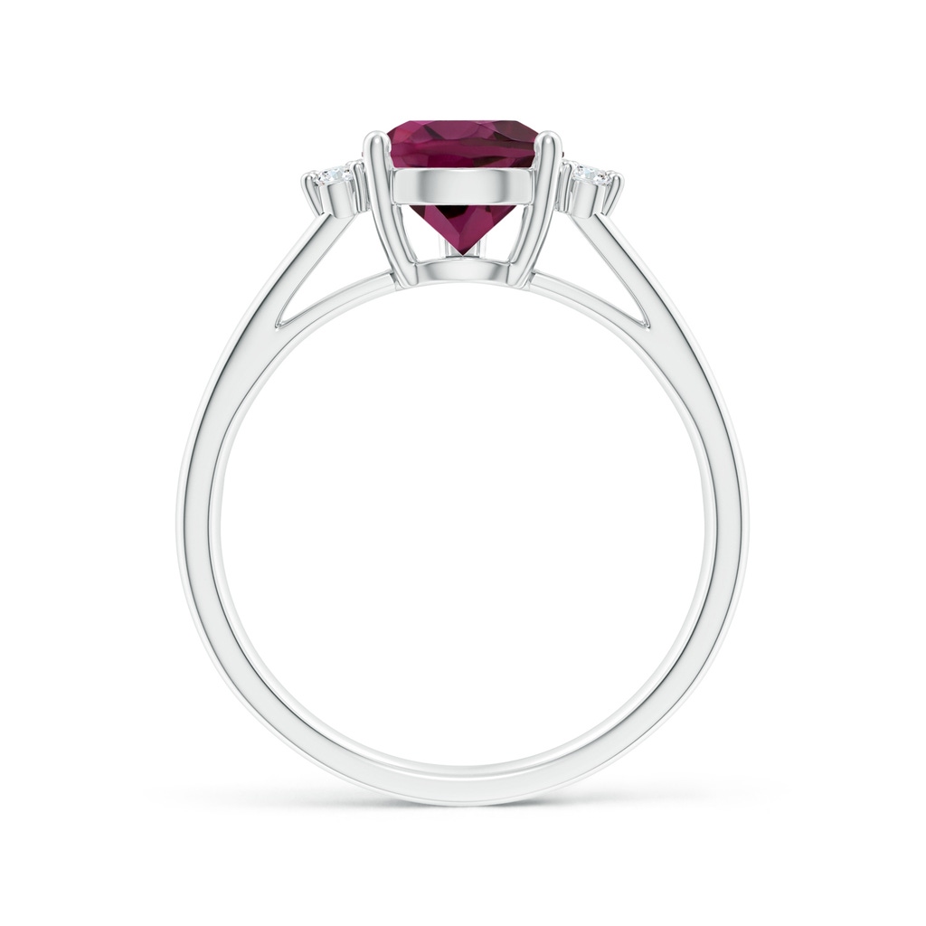 10x7mm AAA Pear Rhodolite Ring with Triple Diamond Accents in White Gold Side-1