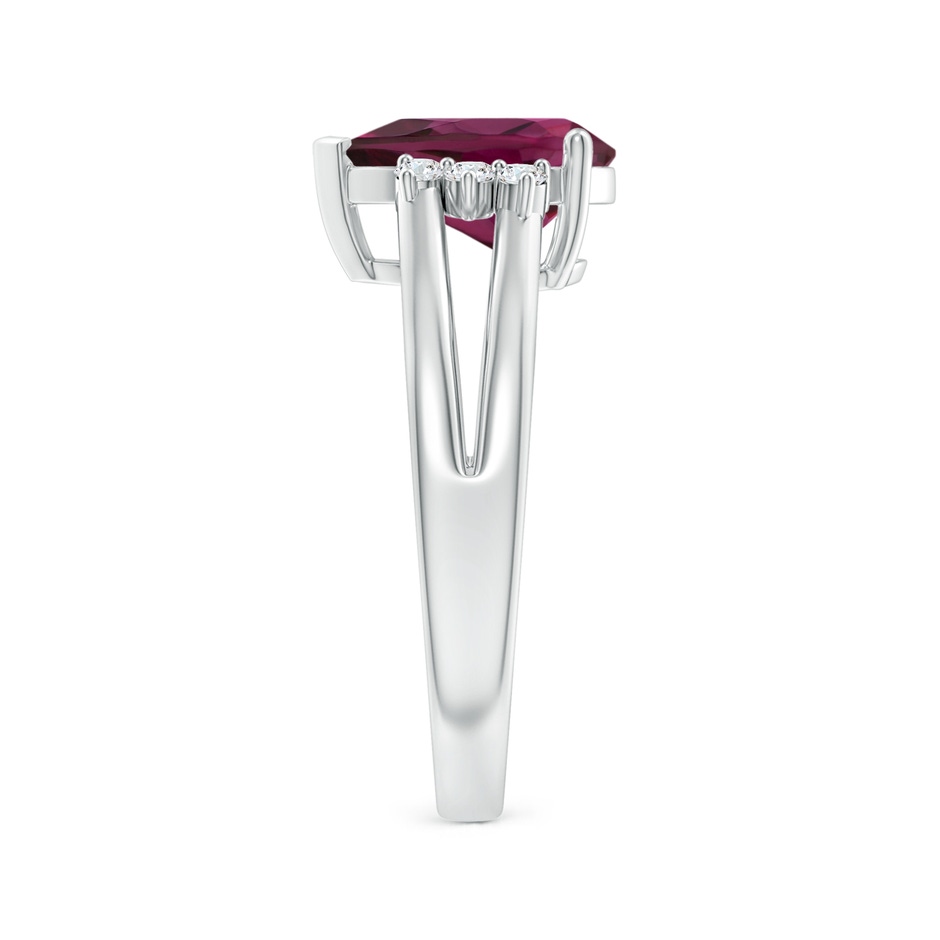 10x7mm AAA Pear Rhodolite Ring with Triple Diamond Accents in White Gold side-2