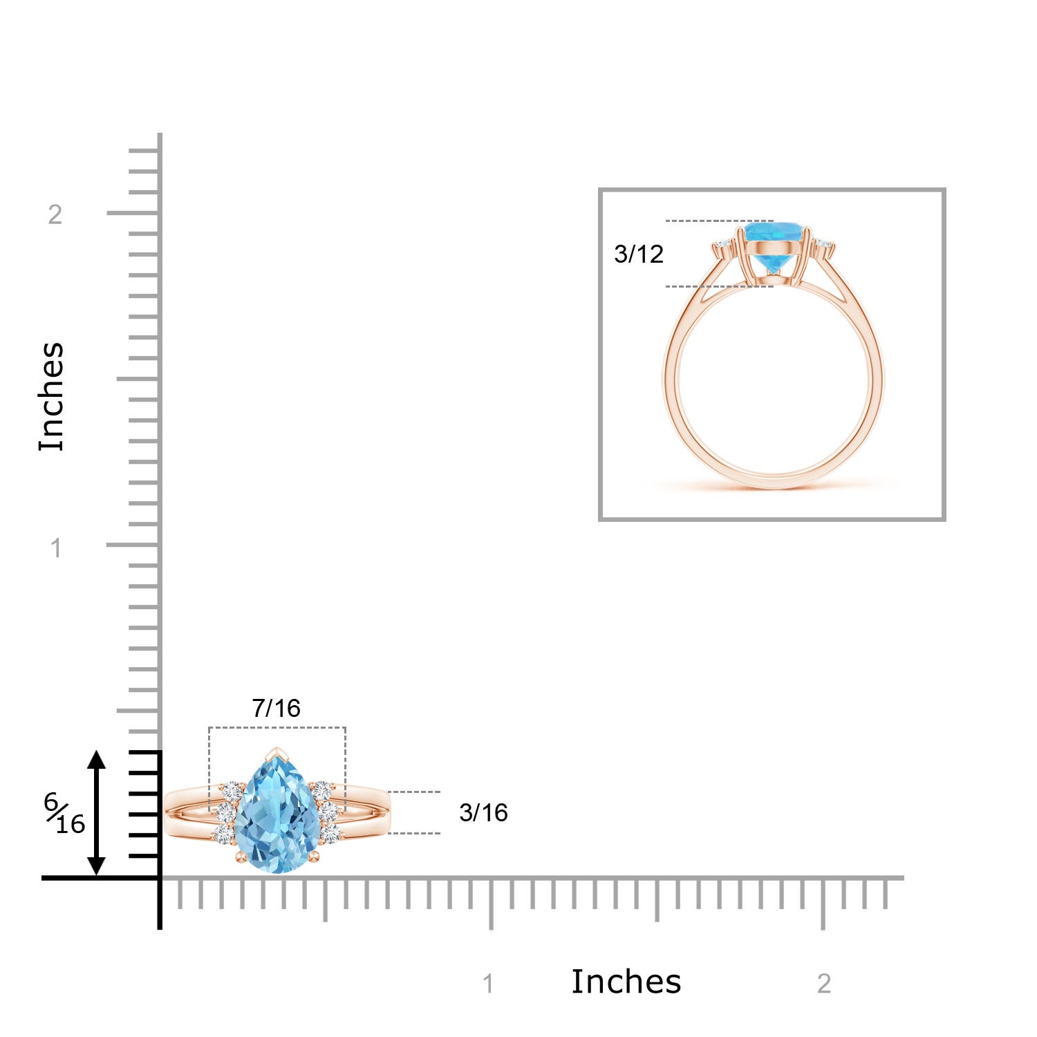 A - Swiss Blue Topaz / 2.43 CT / 14 KT Rose Gold