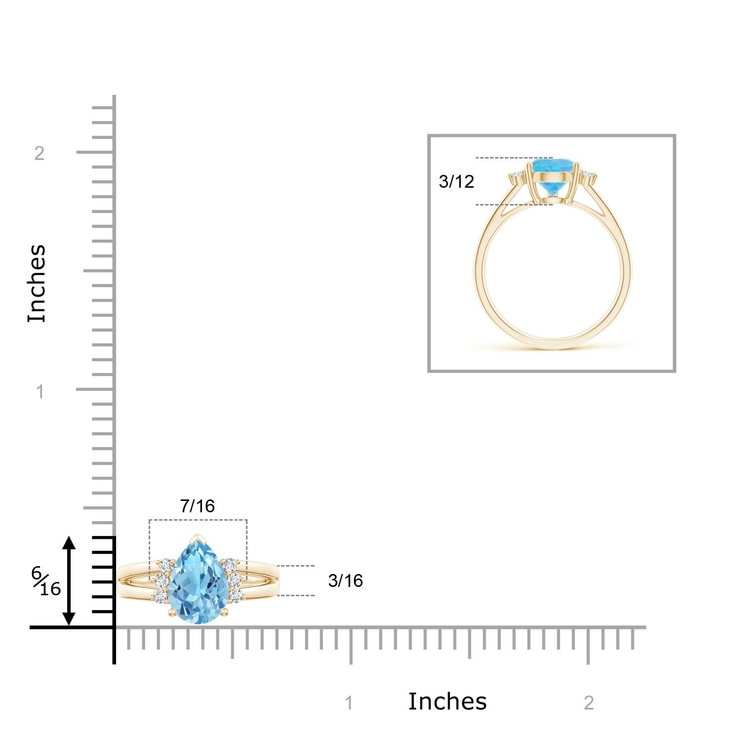 A - Swiss Blue Topaz / 2.43 CT / 14 KT Yellow Gold