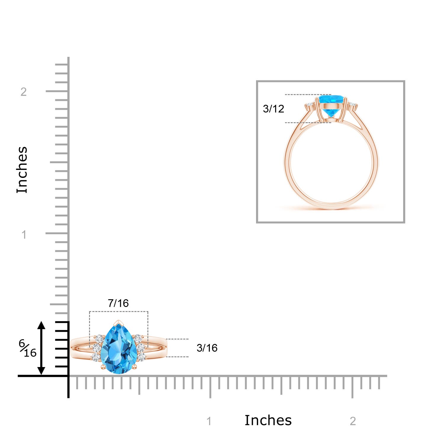 AAA - Swiss Blue Topaz / 2.43 CT / 14 KT Rose Gold