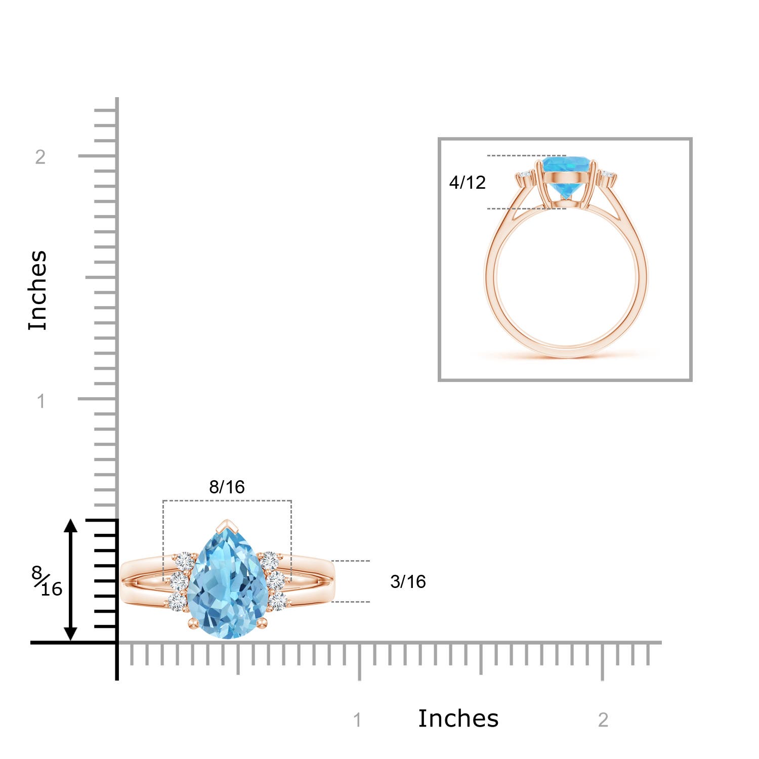 A - Swiss Blue Topaz / 3.97 CT / 14 KT Rose Gold