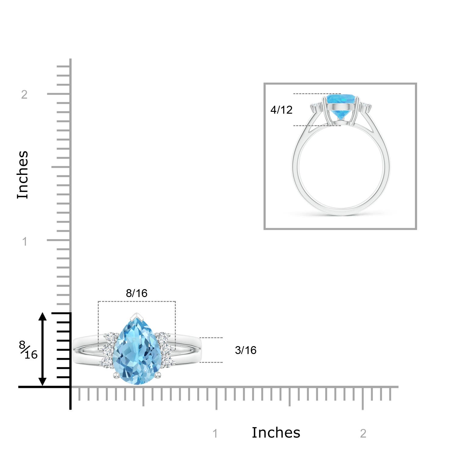 A - Swiss Blue Topaz / 3.97 CT / 14 KT White Gold