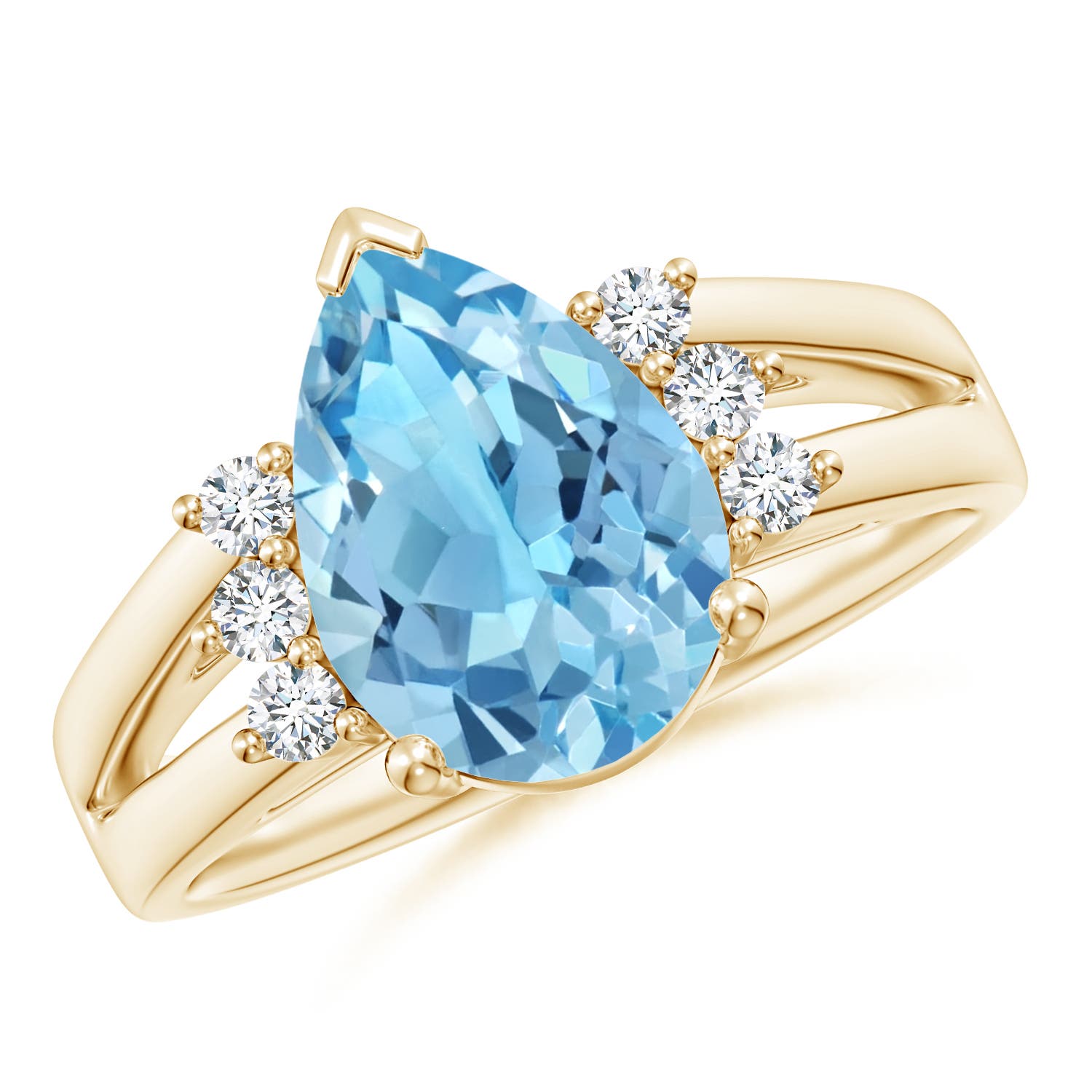 A - Swiss Blue Topaz / 3.97 CT / 14 KT Yellow Gold