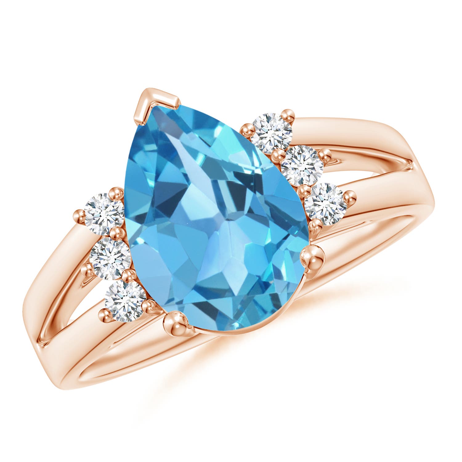 AA - Swiss Blue Topaz / 3.97 CT / 14 KT Rose Gold